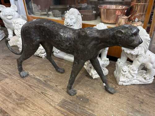 Cheetah cast bronze figure