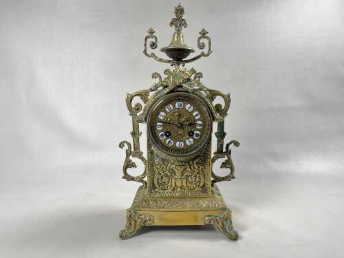 Antique French brass mantel clock