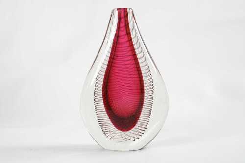 Julio Santos, ruby sommerso art glass vase, 1985