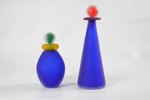 Franco Moretti, two Murano art glass bottles with stoppers