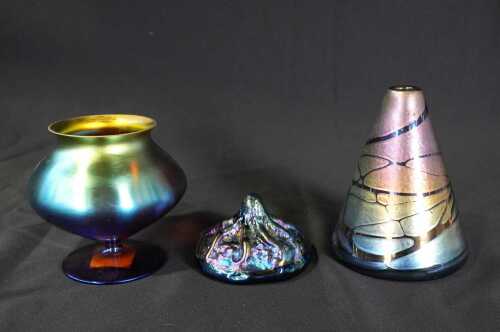 Colin Heaney, three iridescent art glass pieces