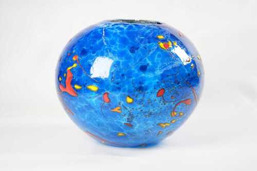 Lloyd Murray, blue spherical art glass vase