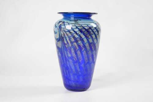 Denizen Australian blue art glass vase by Robert Wynne