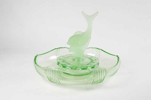 Art Deco Czech uranium glass centrepiece bowl