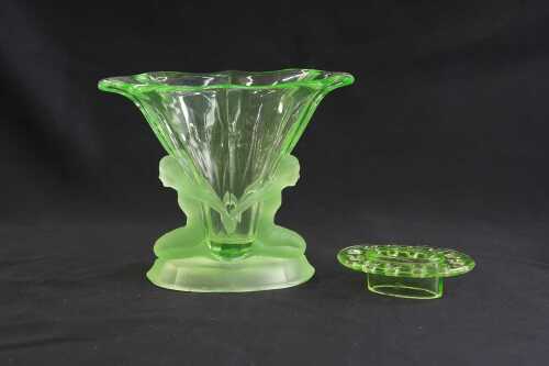 Walther and Sohne Windsor Art Deco uranium glass vase