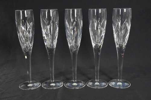 John Rocha for Waterford set of four cut crystal champagne flutes, plus one extra