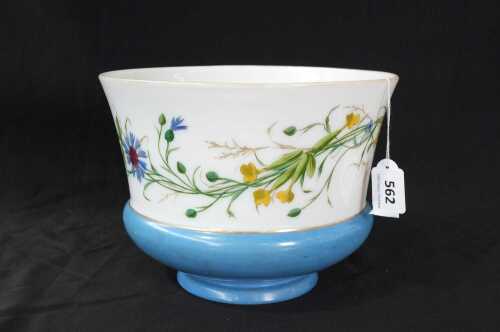 Antique Baccarat milk glass vase with hand painted floral decoration, 1869