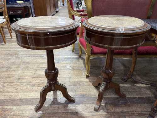 Pair of French style round side tables