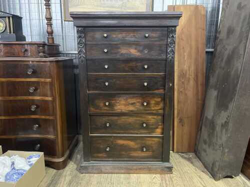 A Victorian rosewood Wellington secretaire chest