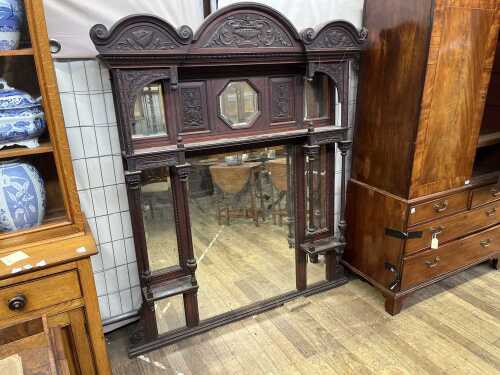 Antique mahogany overmantel mirror