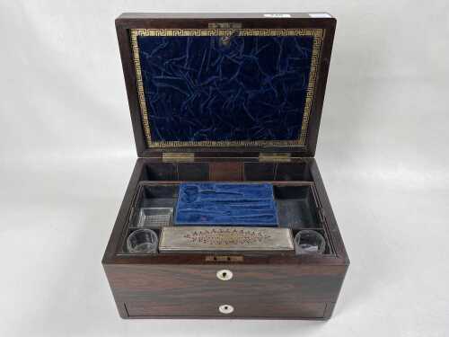 A Victorian rosewood vanity box