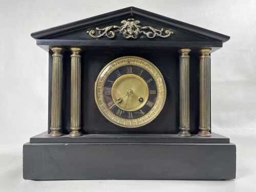 Antique French Neoclassical slate mantel clock