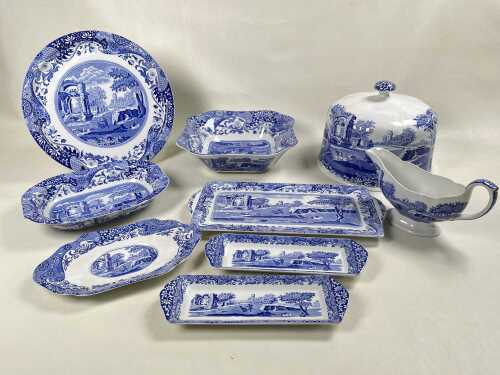 Group of Spode Italian blue and white porcelain servingware