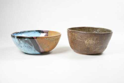 Two Australian pottery bowls with glazed interiors