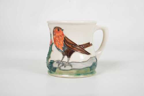 A Moorcroft red robin Christmas mug