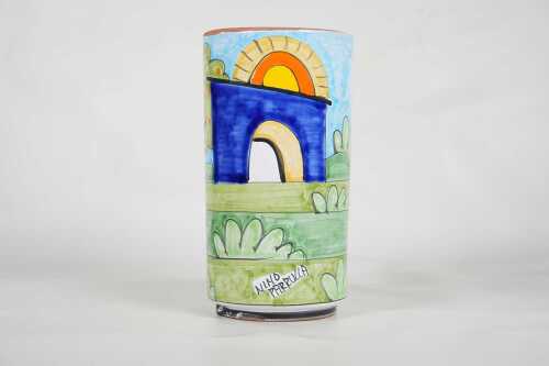 Nino Parrucca mid-century hand painted terra cotta vase