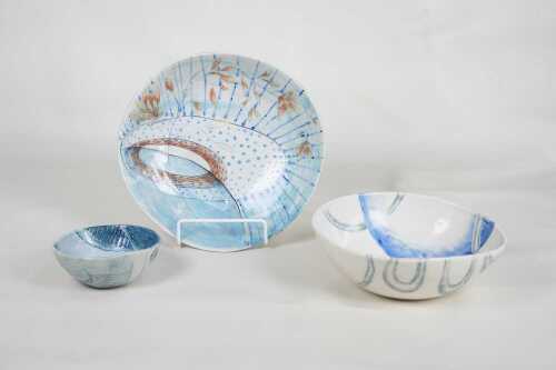Marlize Van Rijswijk Myburugh (working 1995-), three pottery bowls pieces