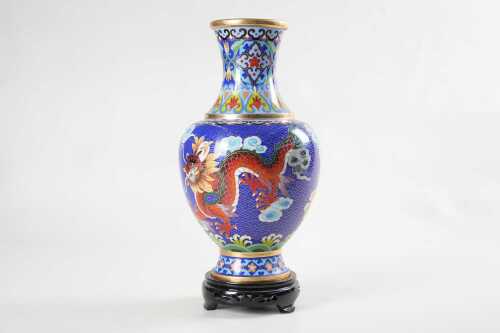 Mid 20th century Chinese cloisonne vase