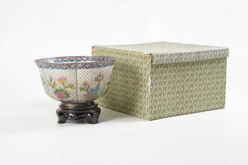 Vintage Chinese plique-a-jour enamel bowl