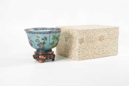 A vintage Chinese plique-a-jour enamel bowl