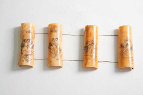 Four Chinese carved erotic scenes on bone