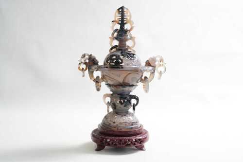 Oriental carved agate censer