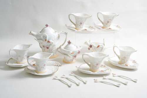 Art Nouveau style porcelain tea setting for six