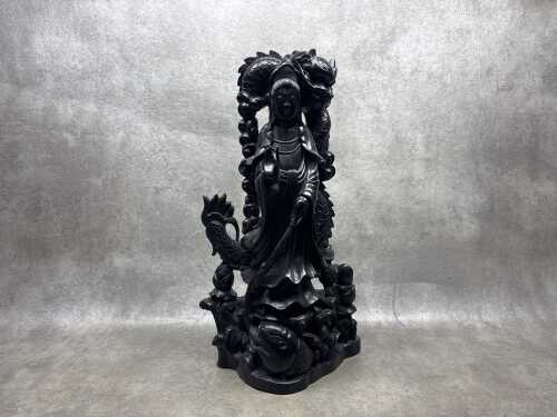 Carved hardwood statue of Guanyin (Quan Yin)