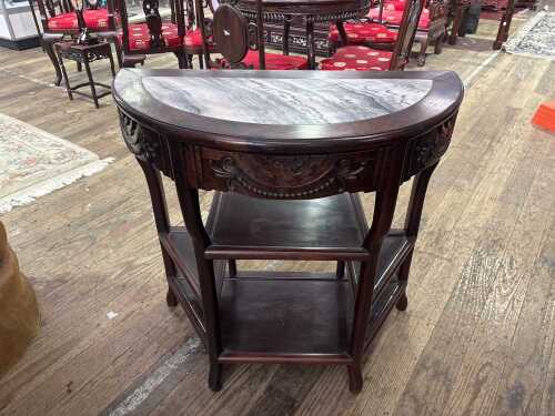 A Chinese hongmu demilune console table