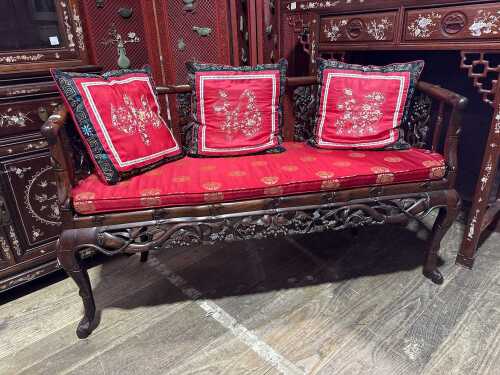 Chinese hongmu two seat settee