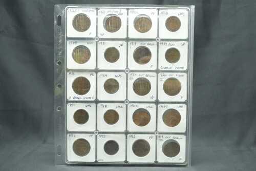 Page of Australian pre-decimal penny and half-penny varieties