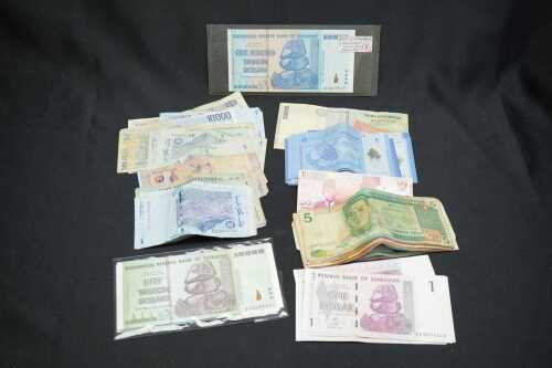 Group of assorted world bank notes