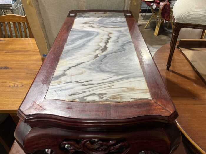 Chinese two-tier rosewood coffee table with marble inset