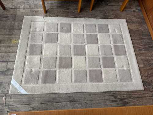 Contemporary hand knotted cream Rug