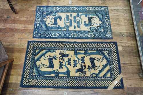 Two vintage Chinese Pao-Tao hand knotted wool rugs