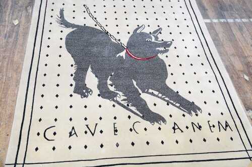 Pompeii Dog Mosaic custom handmade & custom- made wool rug