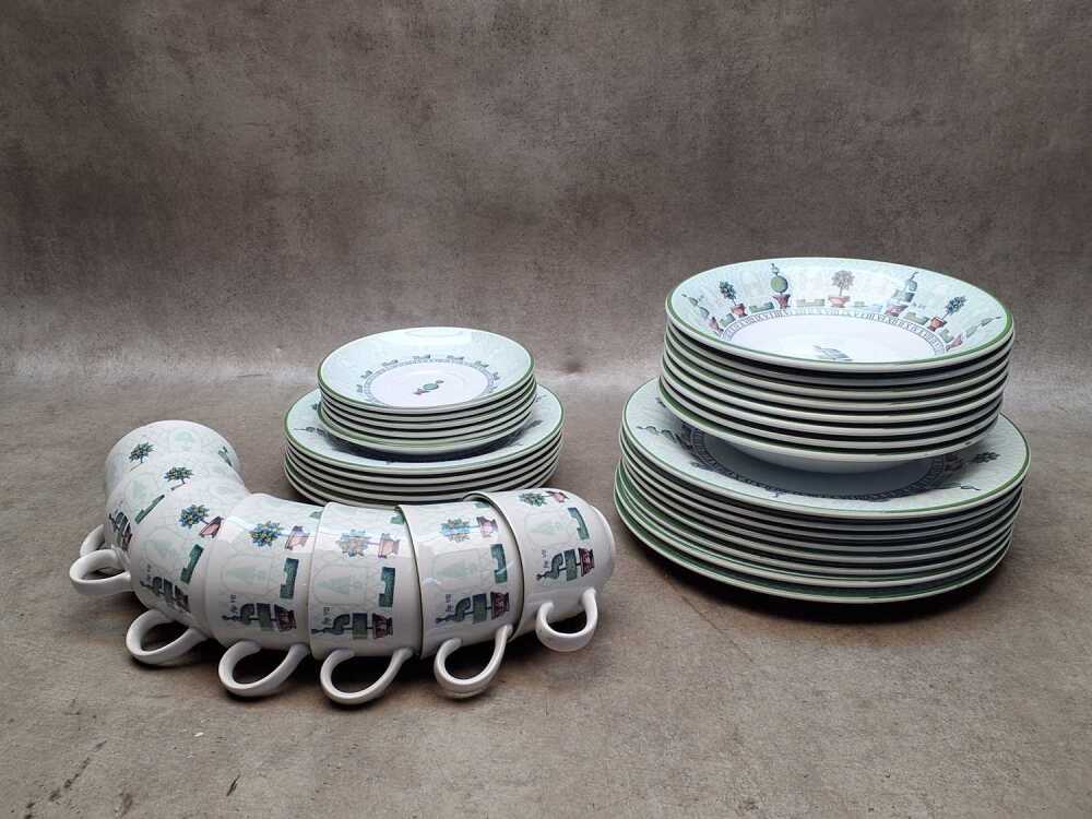 Staffordshire Topiary porcelain dinner setting for six