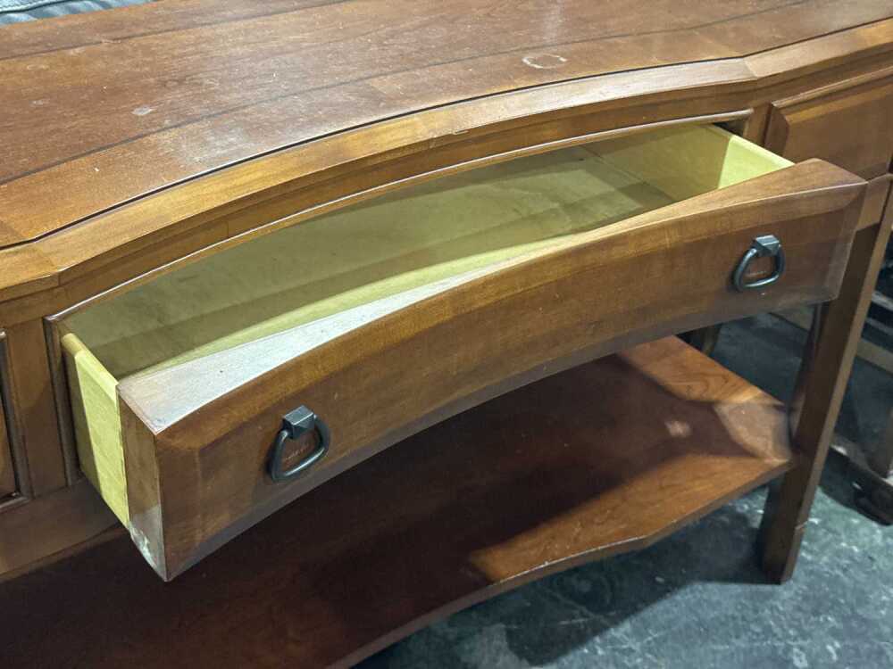 Curved front hall table