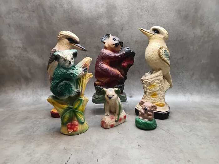 Vintage chalkware Australian animal figures