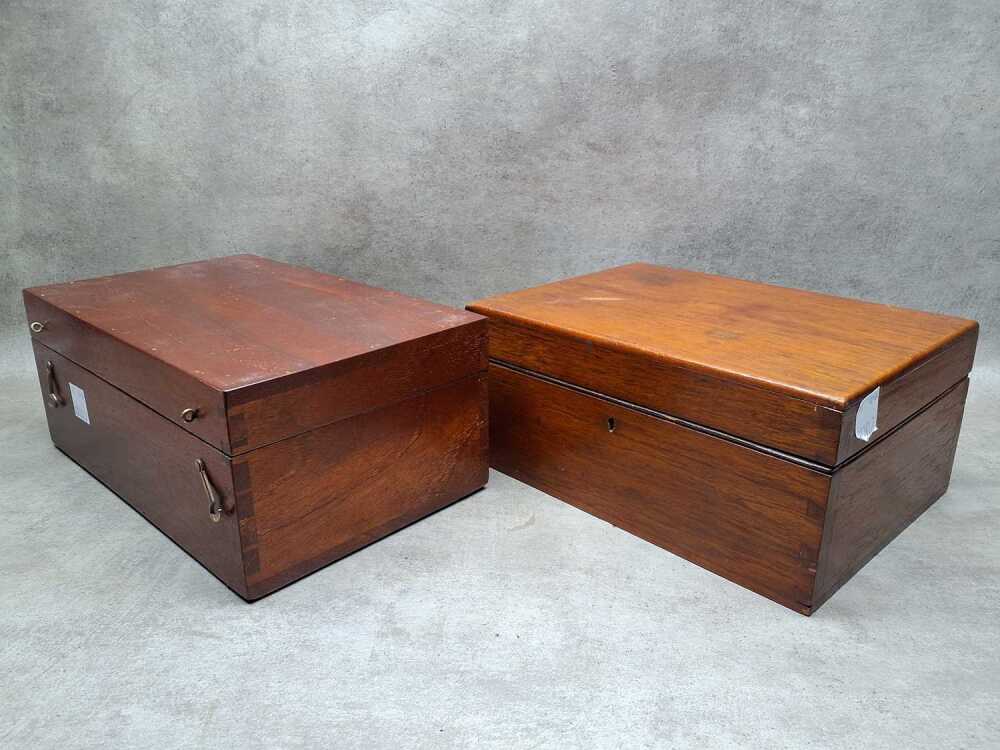 Three antique timber boxes